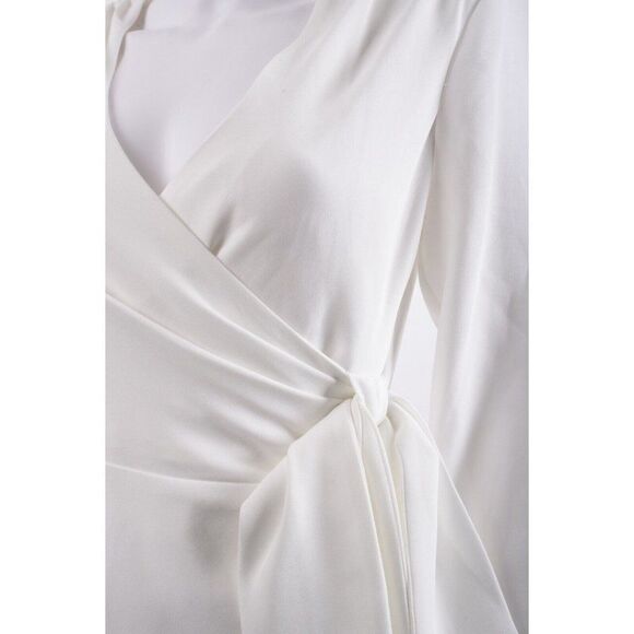 Cinq a Sept Womens Sierra Dress Wrap Mini White Long Sleeve V Neck US 4 NWT - Picture 4 of 6